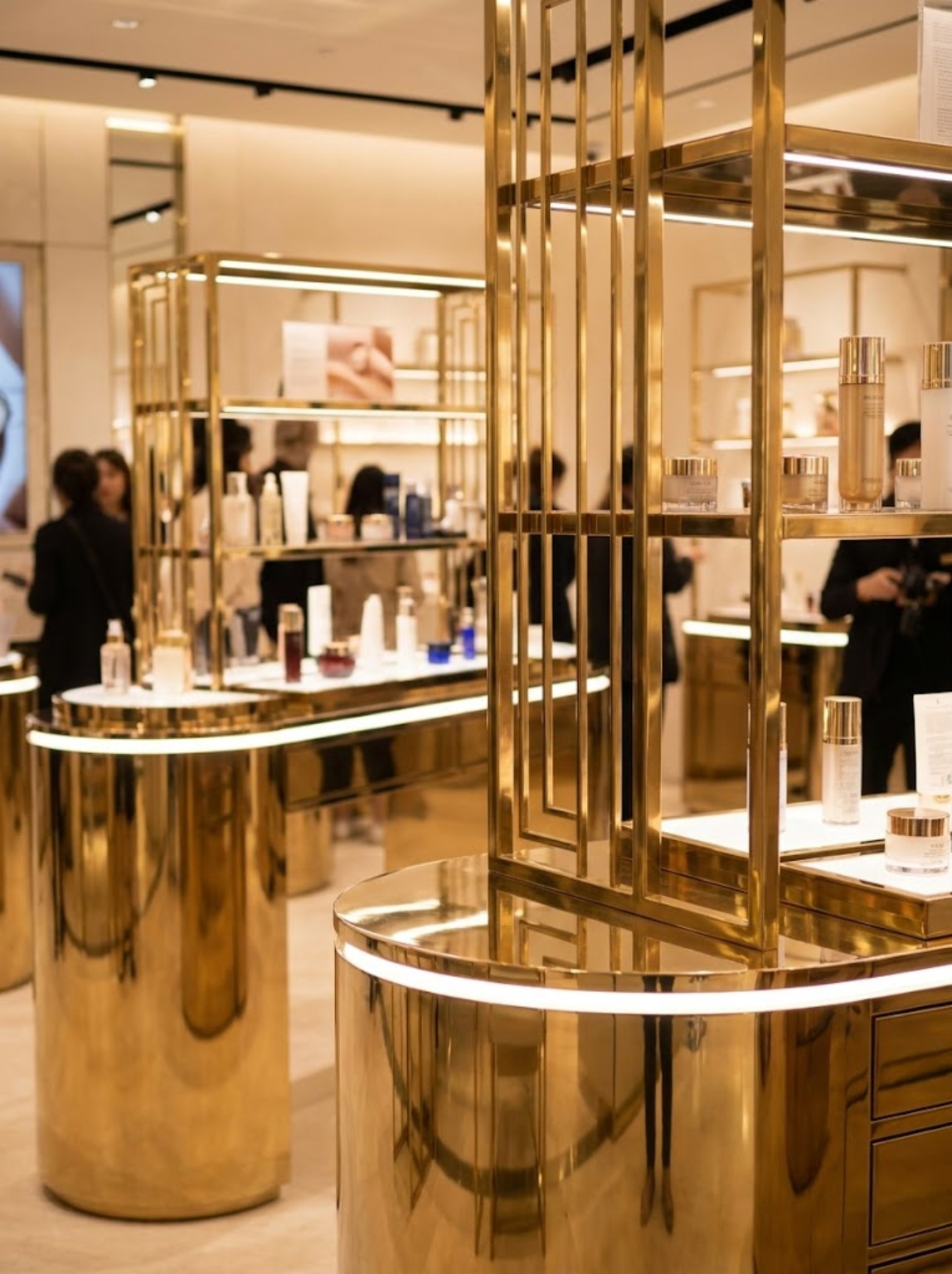 Decorative gold and brass metalwork for luxury retail interiors